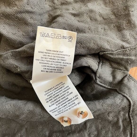 Maeve Anthropologie Blouse Size Med Sequined Olive Green Buttoned Shirt Chic - Picture 11 of 14